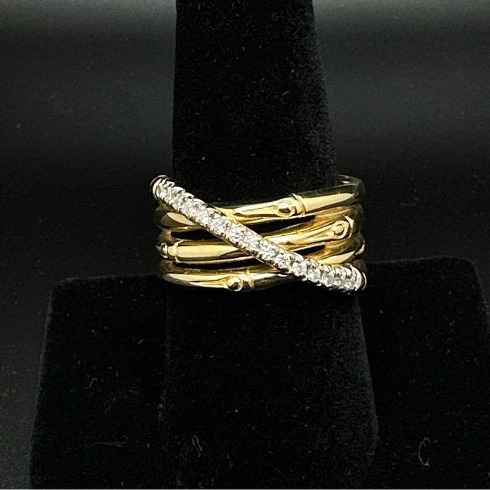 John Hardy Bamboo Gold and Diamond Ring